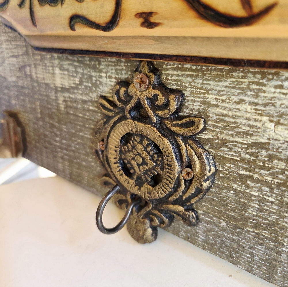 Handmade Rustic Coffee Bar Wall Decor With Hooks Along Bottom & Live Edge Shelf! - Picture 10 of 16